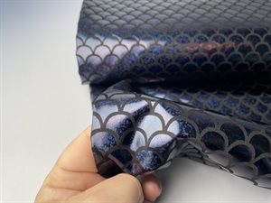 Polyesterjersey - mørk marineblå med glimmer skæl